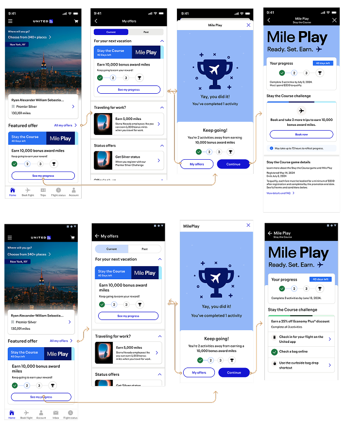 Stay the Course Wireframes